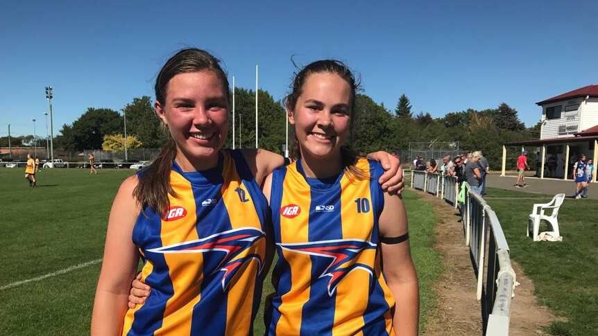 Evandale footballers Lucie Cogger and Hannah Colman
