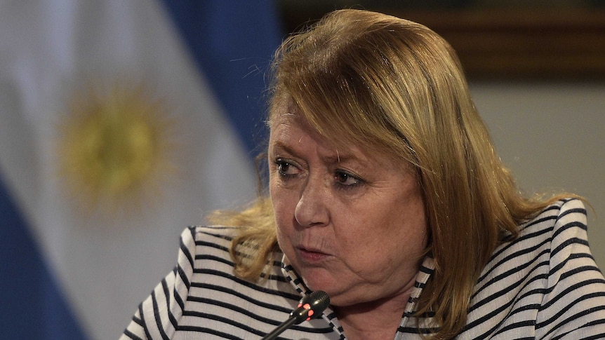 Argentine Foreign Minister Susana Malcorra speaks during a press conference at San Martin Palace in Buenos Aires