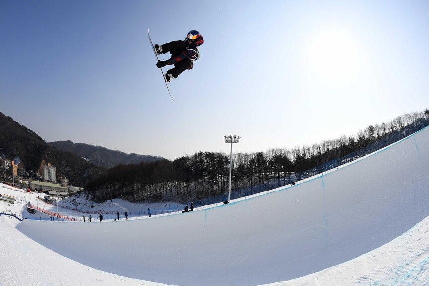 Scotty James in training ahead of a World Cup half-pipe competition in Pyeongchang