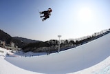 Australia's Scotty James in training at the freestyle snowboard world cup half-pipe in Pyeongchang.