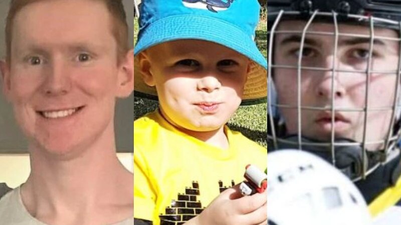A composite image of three photos of Matthew, Blake and Lachlan.