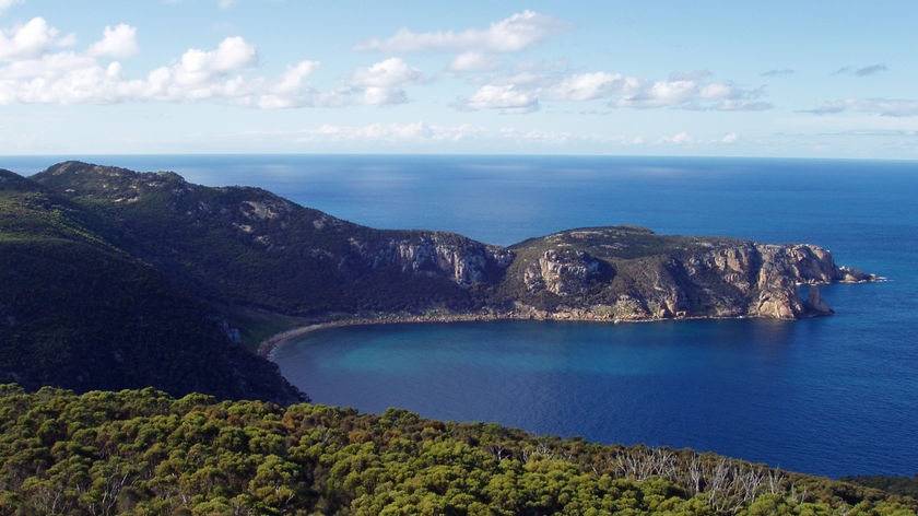 Bush and coastline on Deal Island, Tasmania