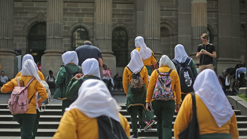 Teenage girls wearing the hijab in Melbourne.