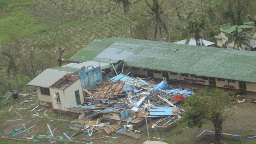 A school destroyed by Cyclone Evan in Tavua, Fiji on December 18, 2012.