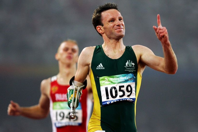 Australia's Heath Francis celebrates after winning at the 2008 Paralympic Games
