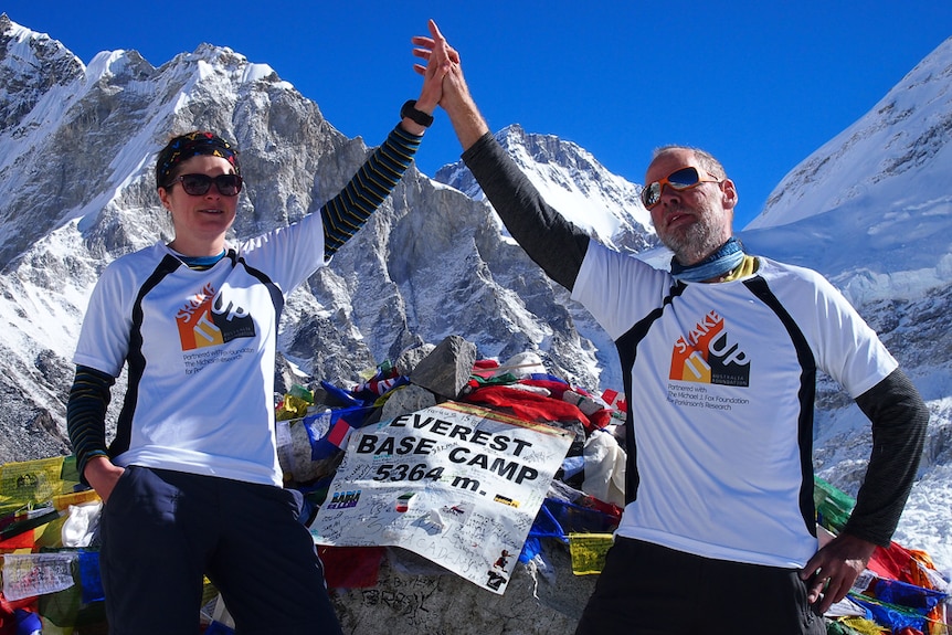 Katie Hannan and Heiko Maurer on Mt Everest Base Camp.