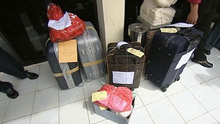 Indonesian police found suitcases containing heroin