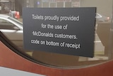 Signage on bathroom door at a Sunshine Coast McDonald's store