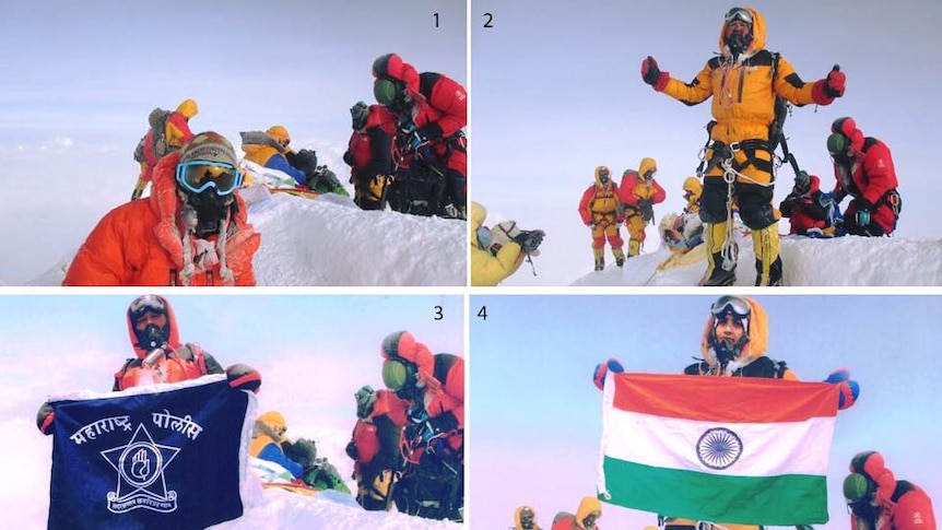 A composite showing original and edited pictures from Everest.