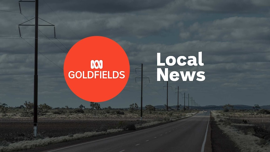 A road running straight to the horizon in a flat landscape, ABC Goldfields Local News logo superimposed over the top.