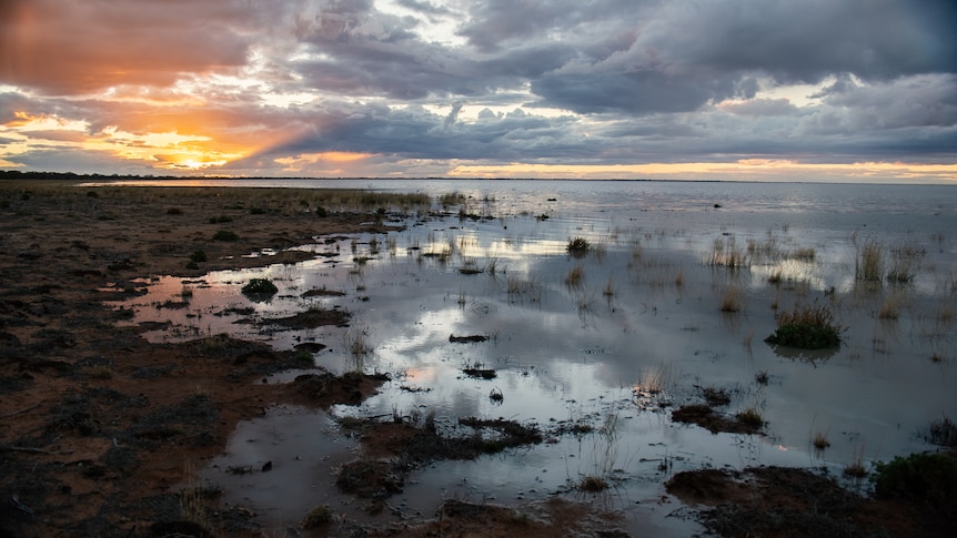 Sunset over a lake.