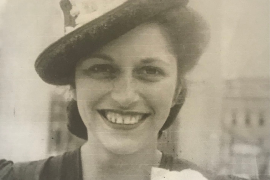 Black and white photo of Lottie Hastie wearing a hat circa 1940's