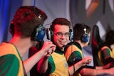 Australian player Dario "Akraken" Falcao-Rassokha celebrates during the Overwatch World Cup group stage in 2018