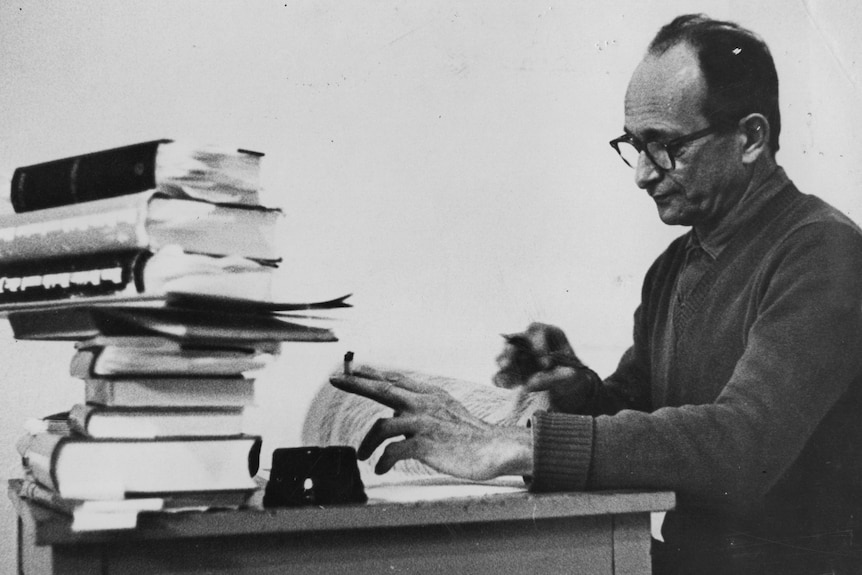 Adolf Eichmann preparing his defence