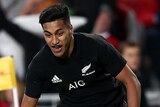 New Zealand's Rieko Ioane scores a try against the British and Irish Lions