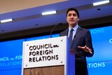 Prime Minister Justin Trudeau speaks at the Council on Foreign Relations.