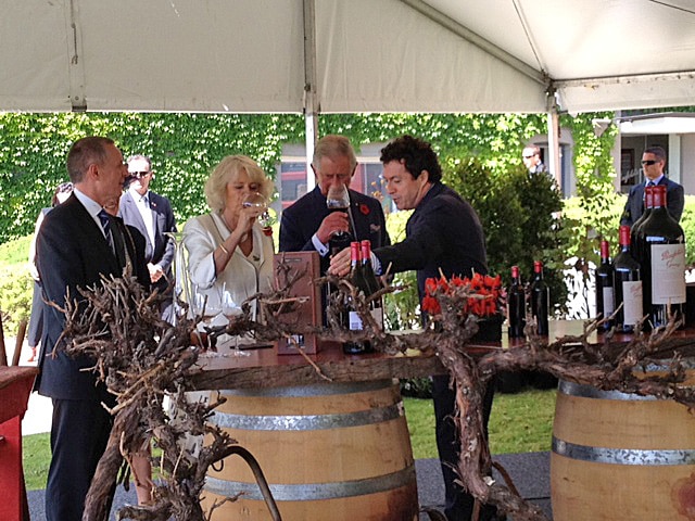 Charles and Camilla taste SA wine at Penfolds