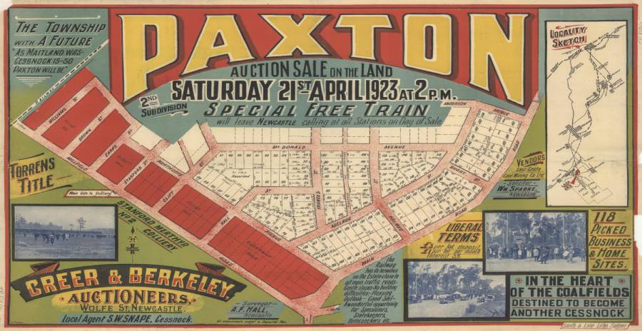 A colourful subdivision plan of Paxton from 1923