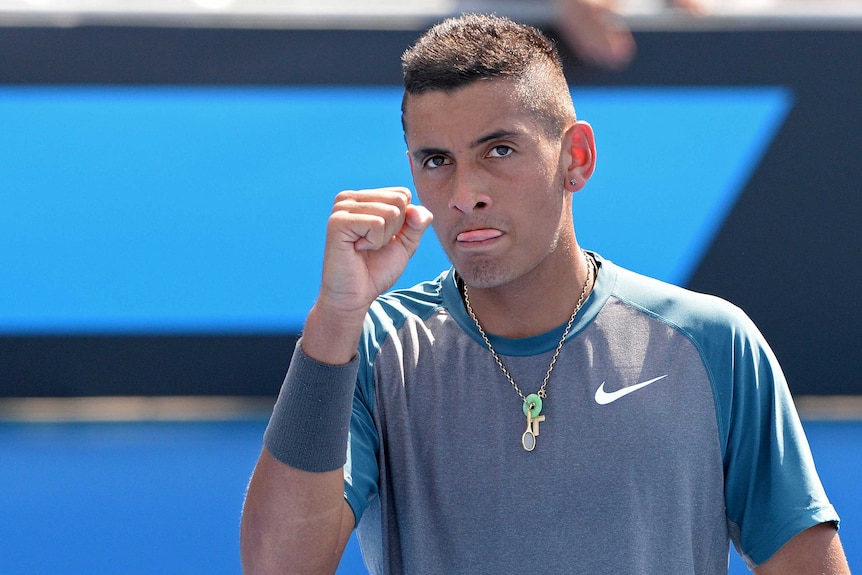 Nick Kyrgios wins first round at Australian Open