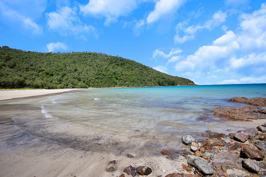 A tropical cove and beach on an island