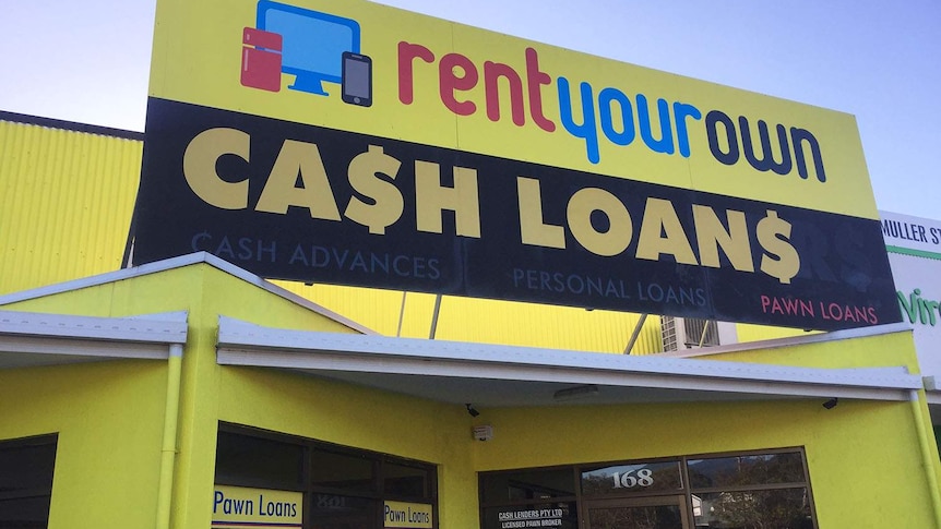 Shopfront of Cash Lenders pawnbroking business in Cairns in far north Queensland.