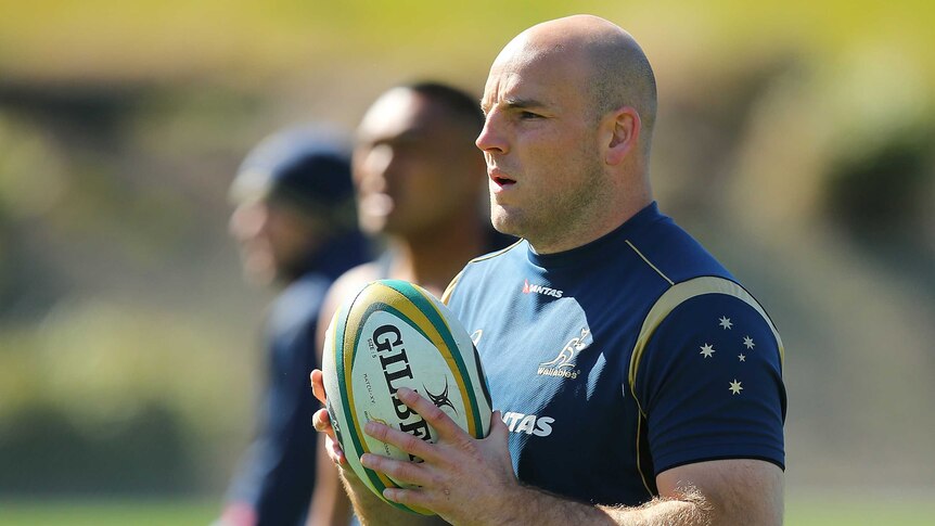 Return as captain ... Stephen Moore at the Wallabies' captain's run at Ballymore on Friday