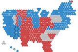 A map showing red and blue states