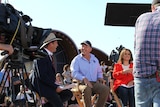 Stockman's Hall of Fame chief executive Lloyd Mills being interviewed on the Today Show broadcast in Longreach.