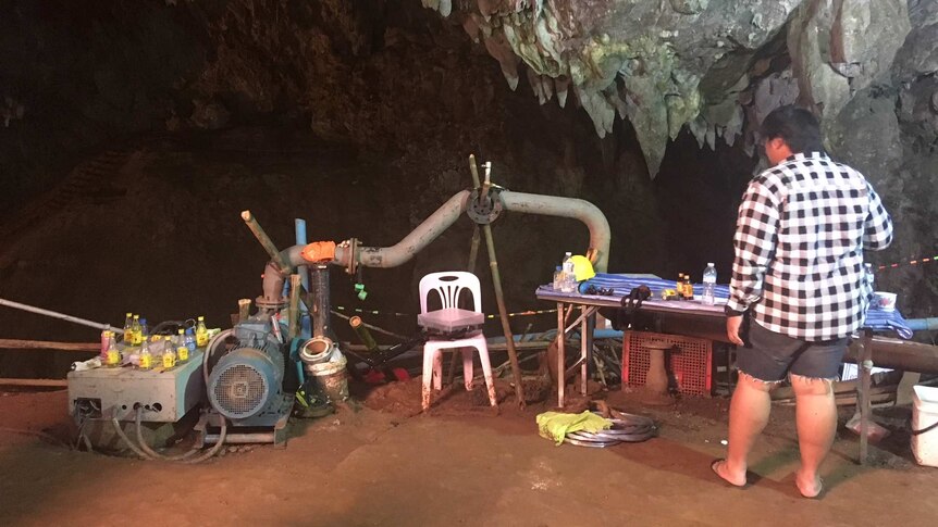 A pump that was set up inside the cave that was used to remove water that had trapped the Wild Boars.