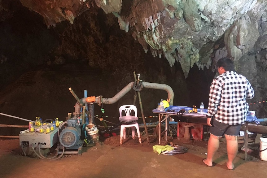 A pump that was set up inside the cave that was used to remove water that had trapped the Wild Boars.