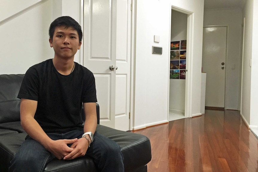 International student Daniel in his home in Melbourne.