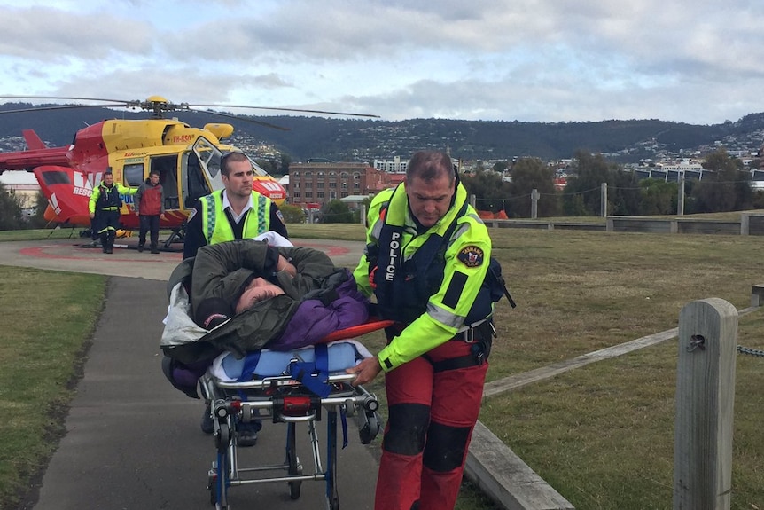 John Ward is taken off rescue helicopter