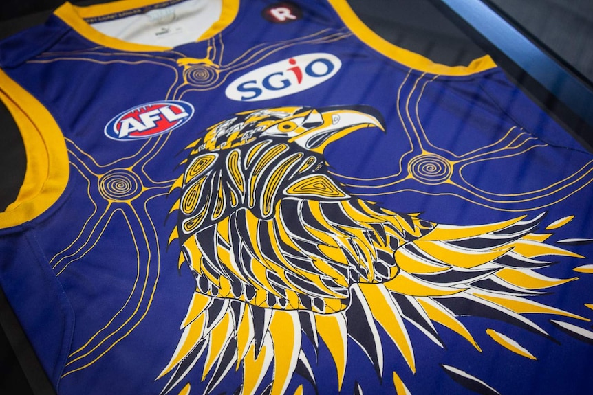 The West Coast Eagles guernsey designed by Peter Farmer in 2014.