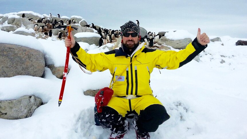 Meteorologist Gabriel Branescu in Antarctica