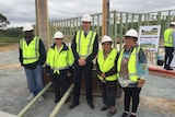 ACT Health Minister Simon Corbell with Ngunnawal elders during the construction of the Ngunnawal Bush Healing Farm south of Canberra, 8 October 2015