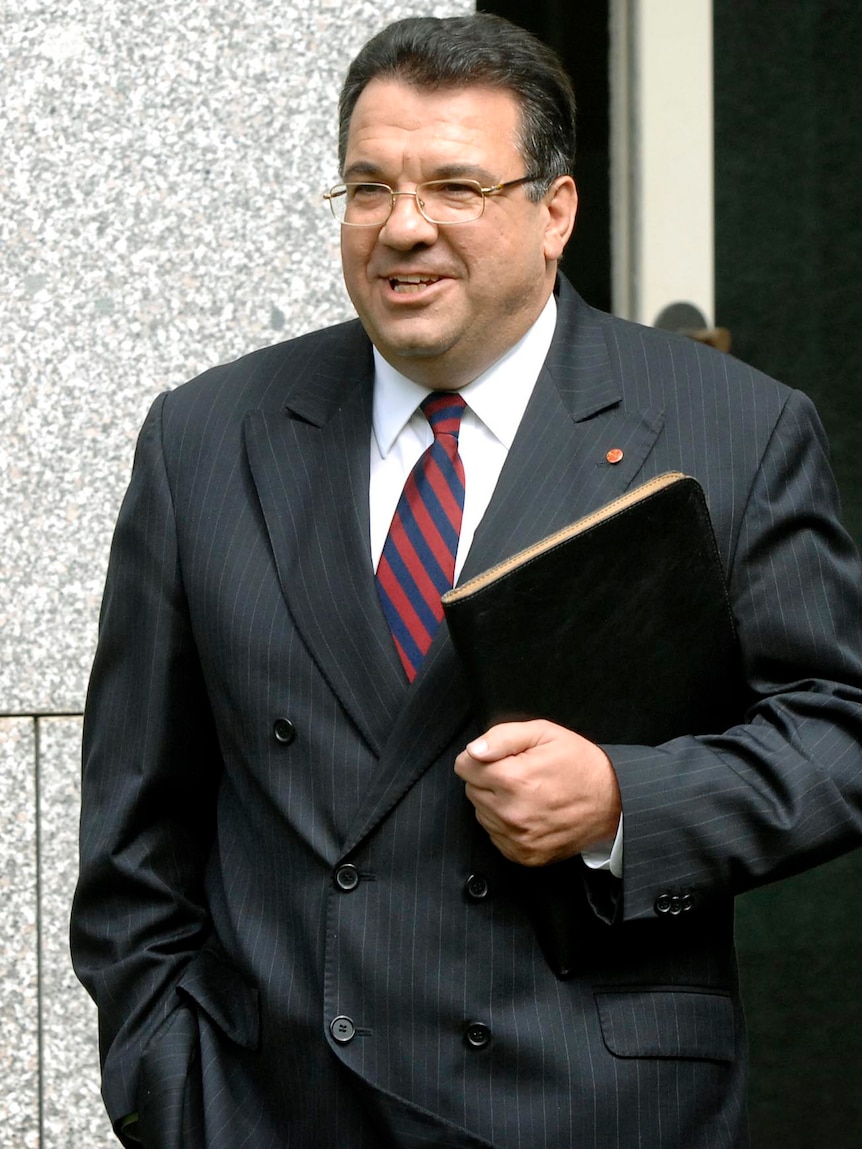 Santo Santoro arrives at Parliament House, Canberra, in March 2007.