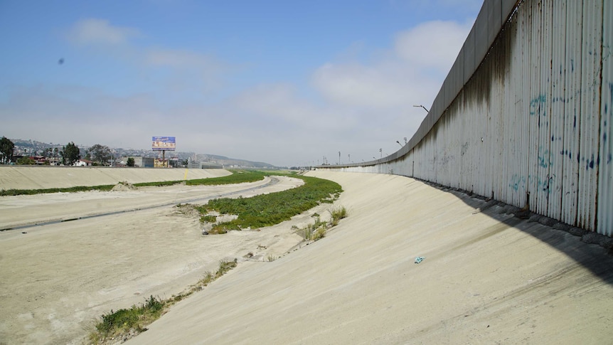 A dry section of the Tujuana River, near the US-Mexico border.