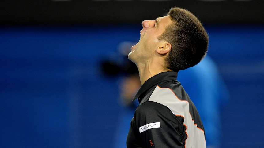 Djokovic screams during his Australian Open quarter-final against Wawrinka