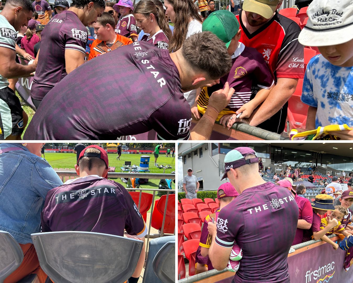 A pics collage from a broncos fan day, where the casino logs can be seen on the rear of the fair.