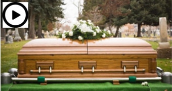 Casket in cemetery