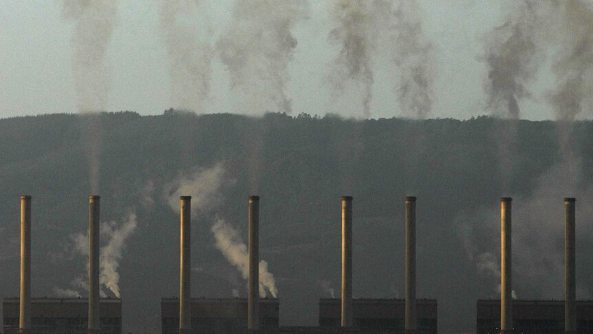 Smoke rises from brown coal Latrobe Valley power station.