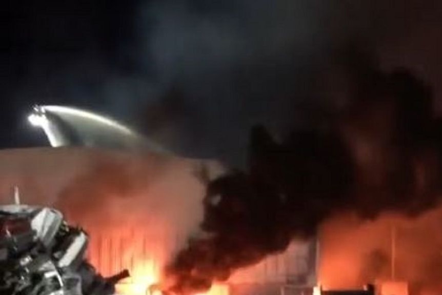 Video of scrap metal factory fire