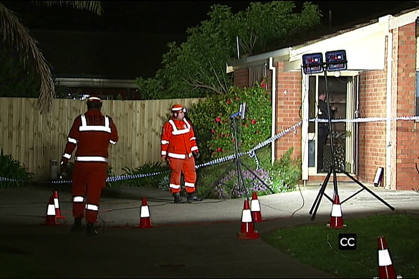 SES workers outside fatal house fire in Geelong.