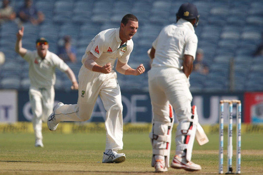 Josh Hazlewood roars after removing Murali Vijay