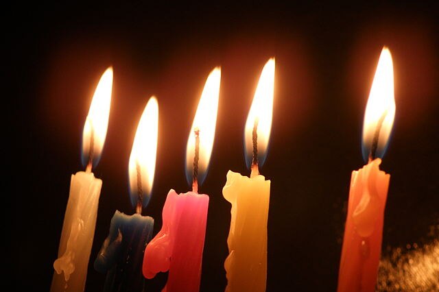 Hanukkah candles lit