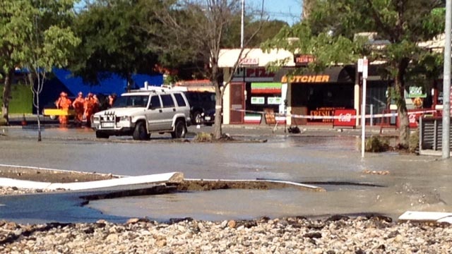 Burst water main floods Adelaide street