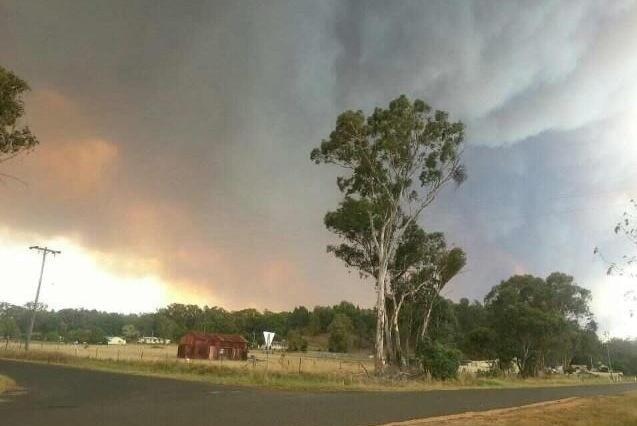 Smoke rises from bushfires at Coonabarabran.