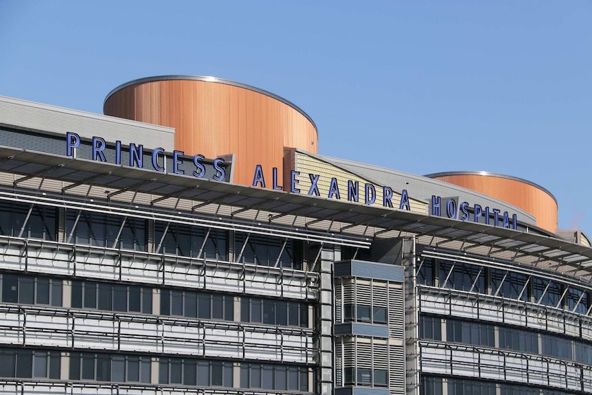 A sign on top of one of the buildings at Princess Alexandra Hospital in Brisbane