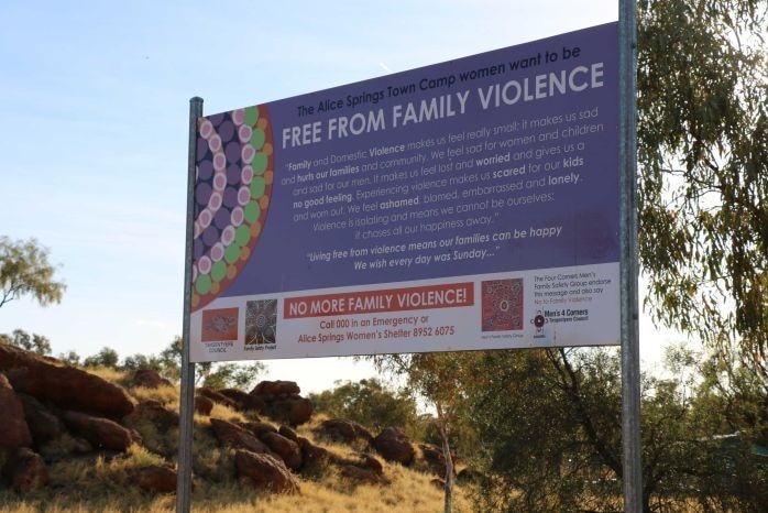 Free from family violence sign in Alice Springs Town Camp