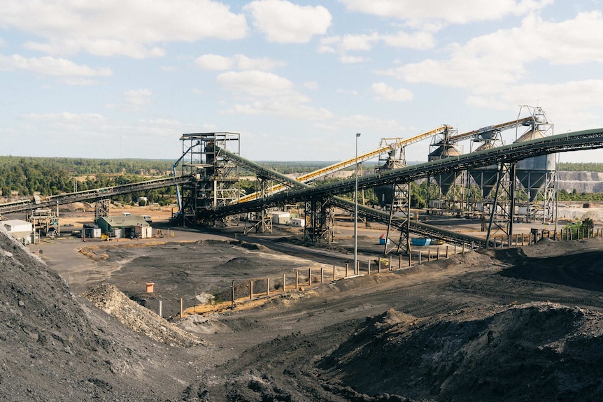 A conveyor system at a coal mine in the outback